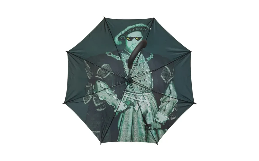 Printed umbrella canopy and frame detail